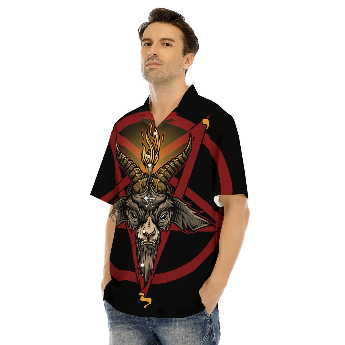 Pentagram Symbol Magic Print Men's Hawaiian Shirt-grizzshop