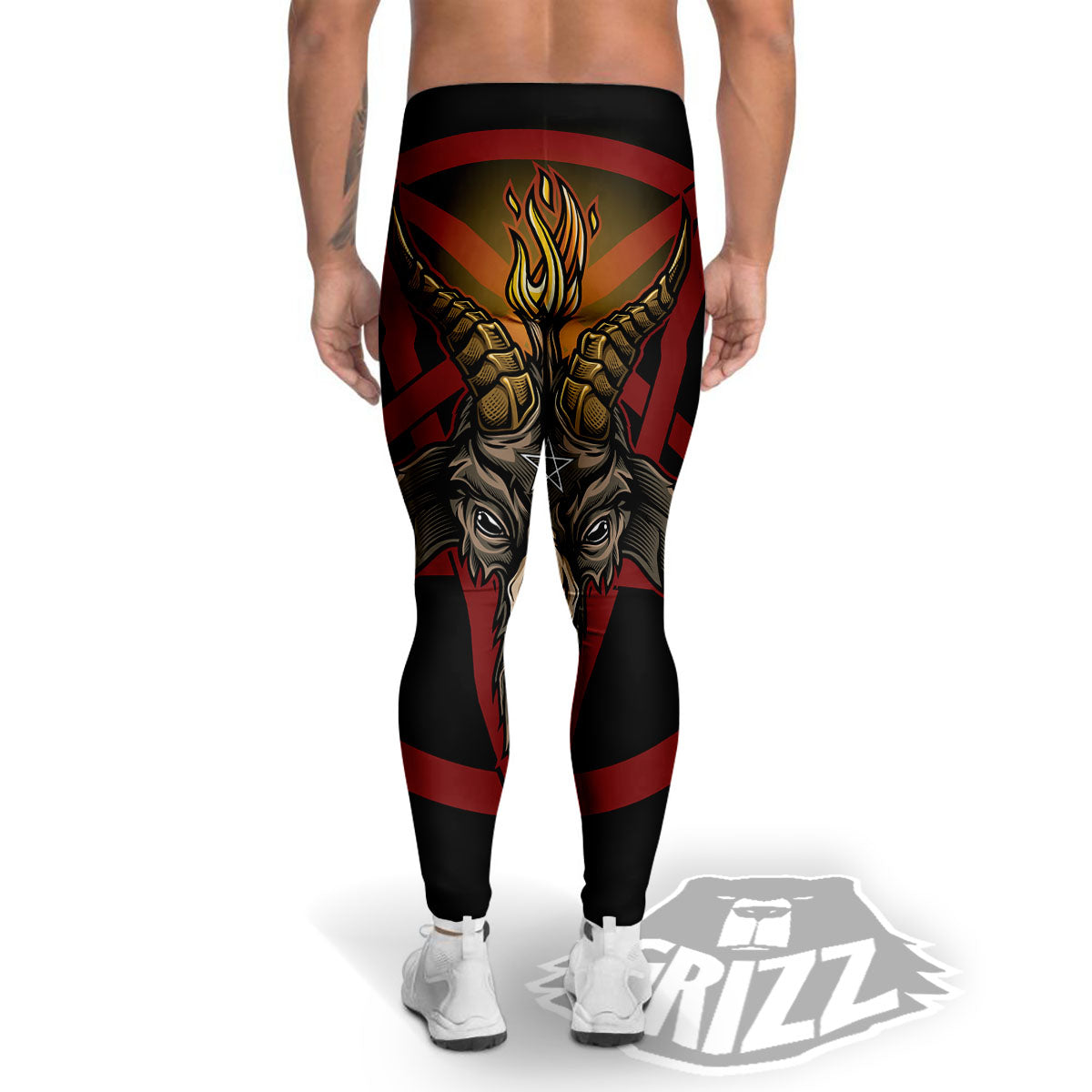 Pentagram Symbol Magic Print Men's Leggings-grizzshop