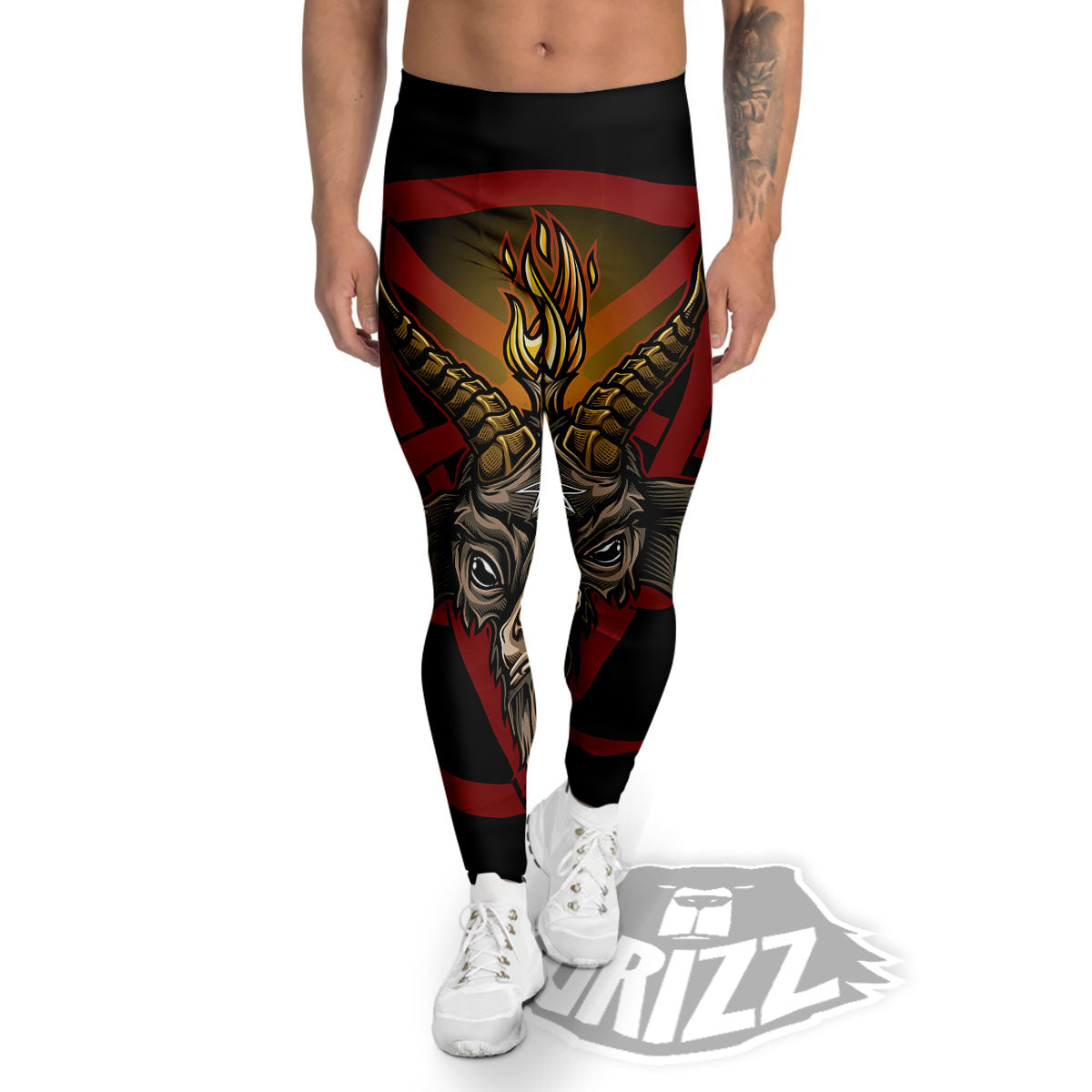 Pentagram Symbol Magic Print Men's Leggings-grizzshop