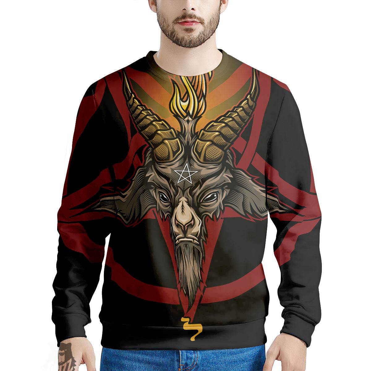 Pentagram Symbol Magic Print Men's Sweatshirt-grizzshop