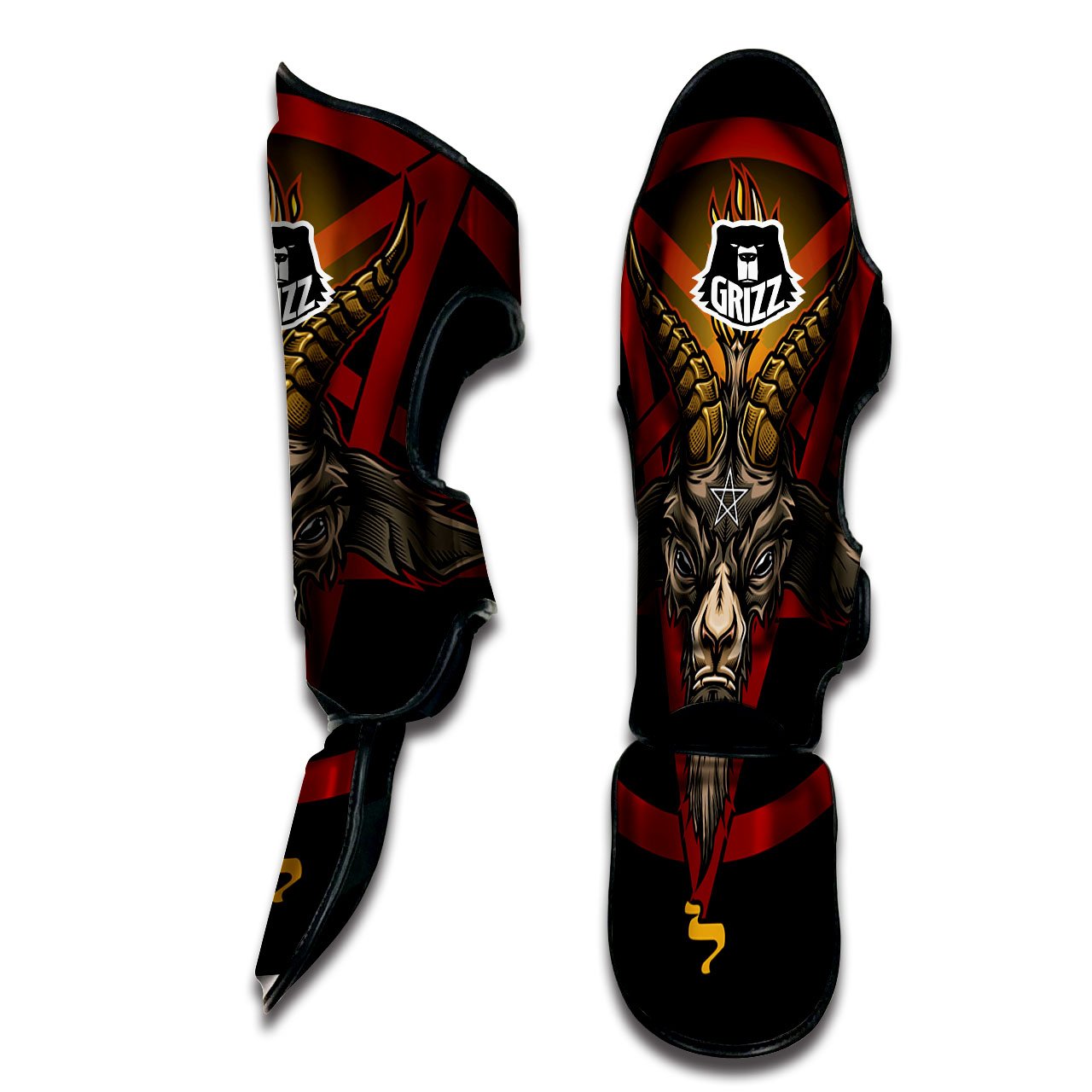 Pentagram Symbol Magic Print Muay Thai Shin Guards-grizzshop