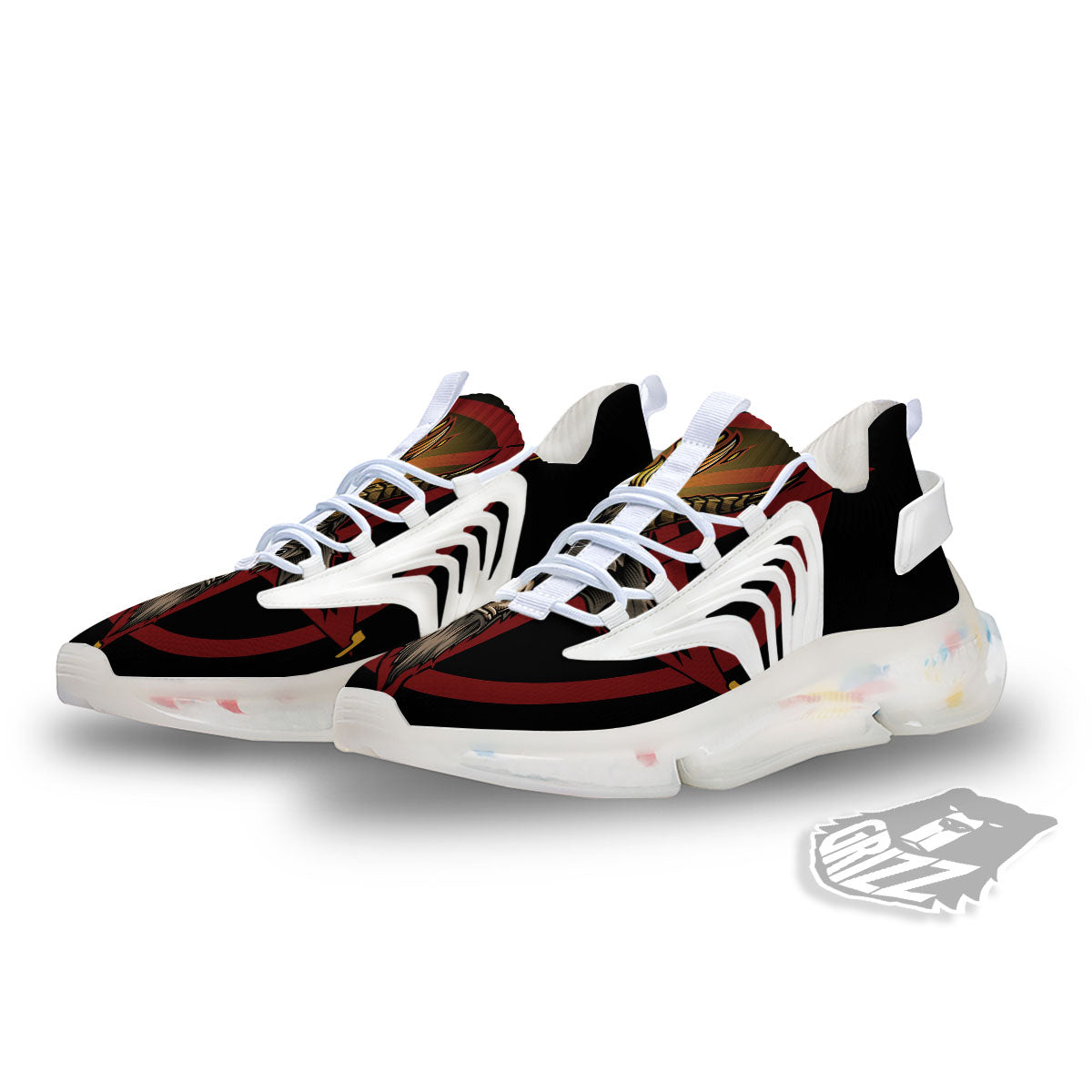 Pentagram Symbol Magic Print White Gym Shoes-grizzshop