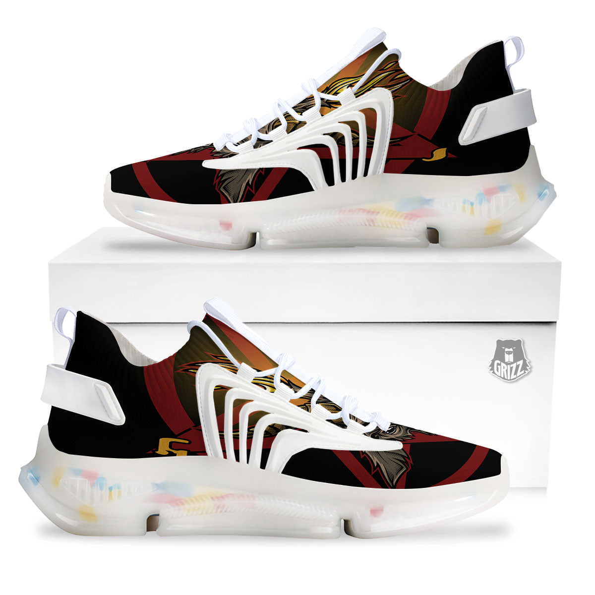 Pentagram Symbol Magic Print White Gym Shoes-grizzshop