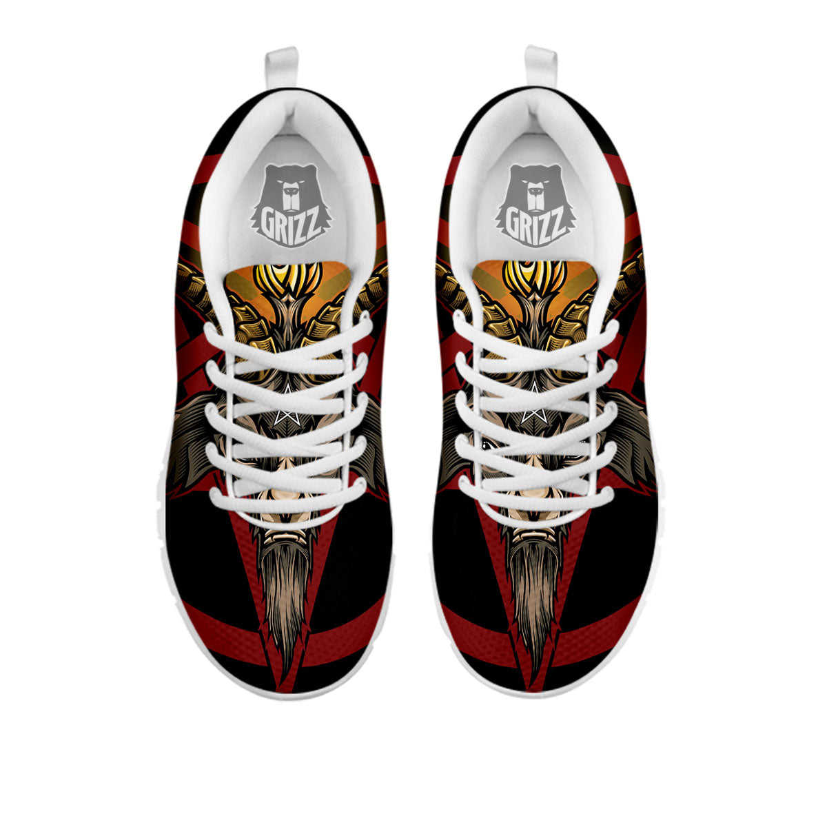 Pentagram Symbol Magic Print White Sneaker-grizzshop