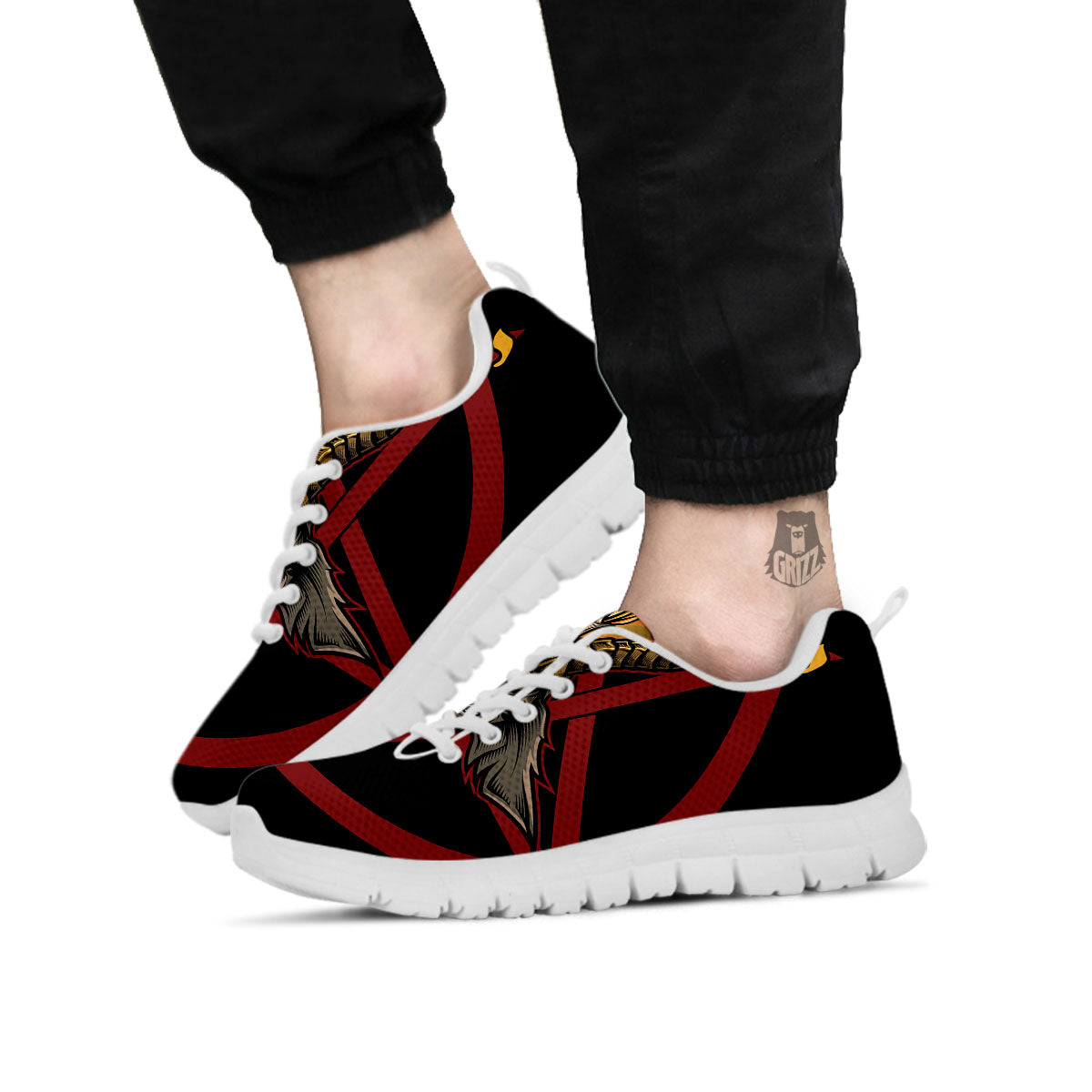 Pentagram Symbol Magic Print White Sneaker-grizzshop