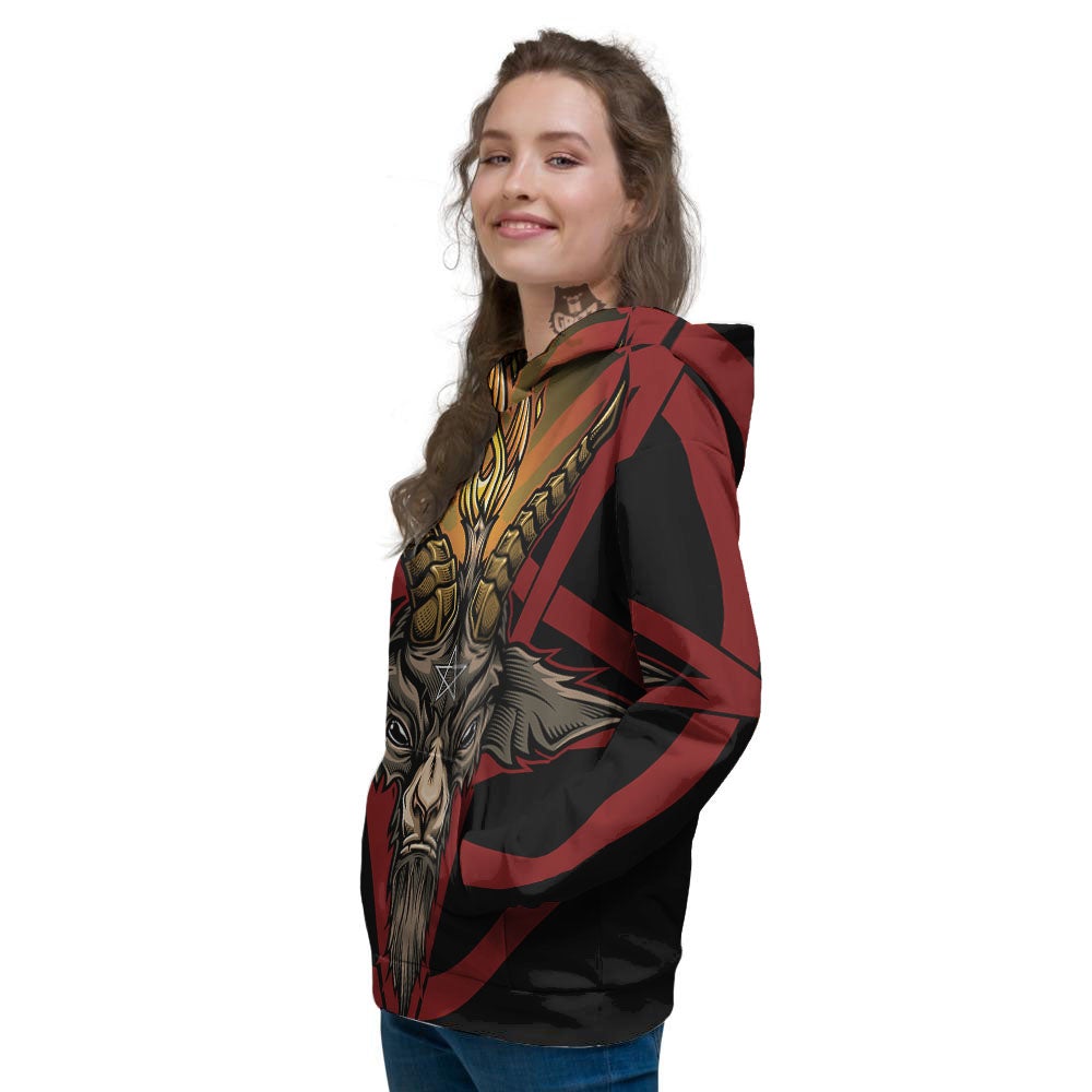 Pentagram Symbol Magic Print Women's Hoodie-grizzshop