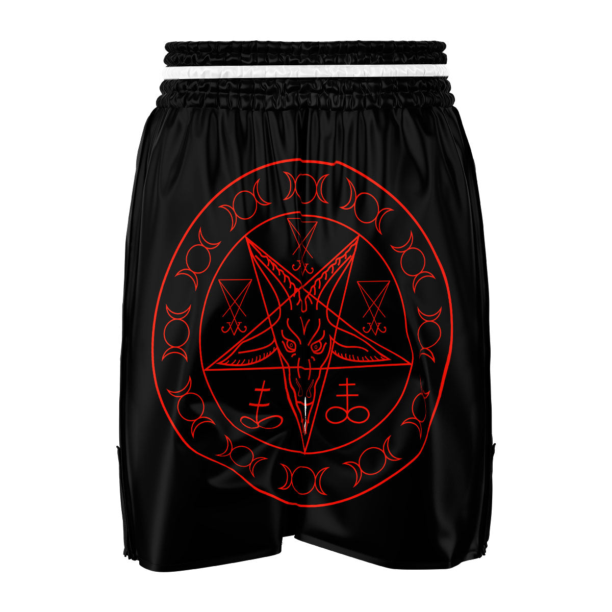 Pentagram Symbol Red Satanic Print Boxing Shorts-grizzshop