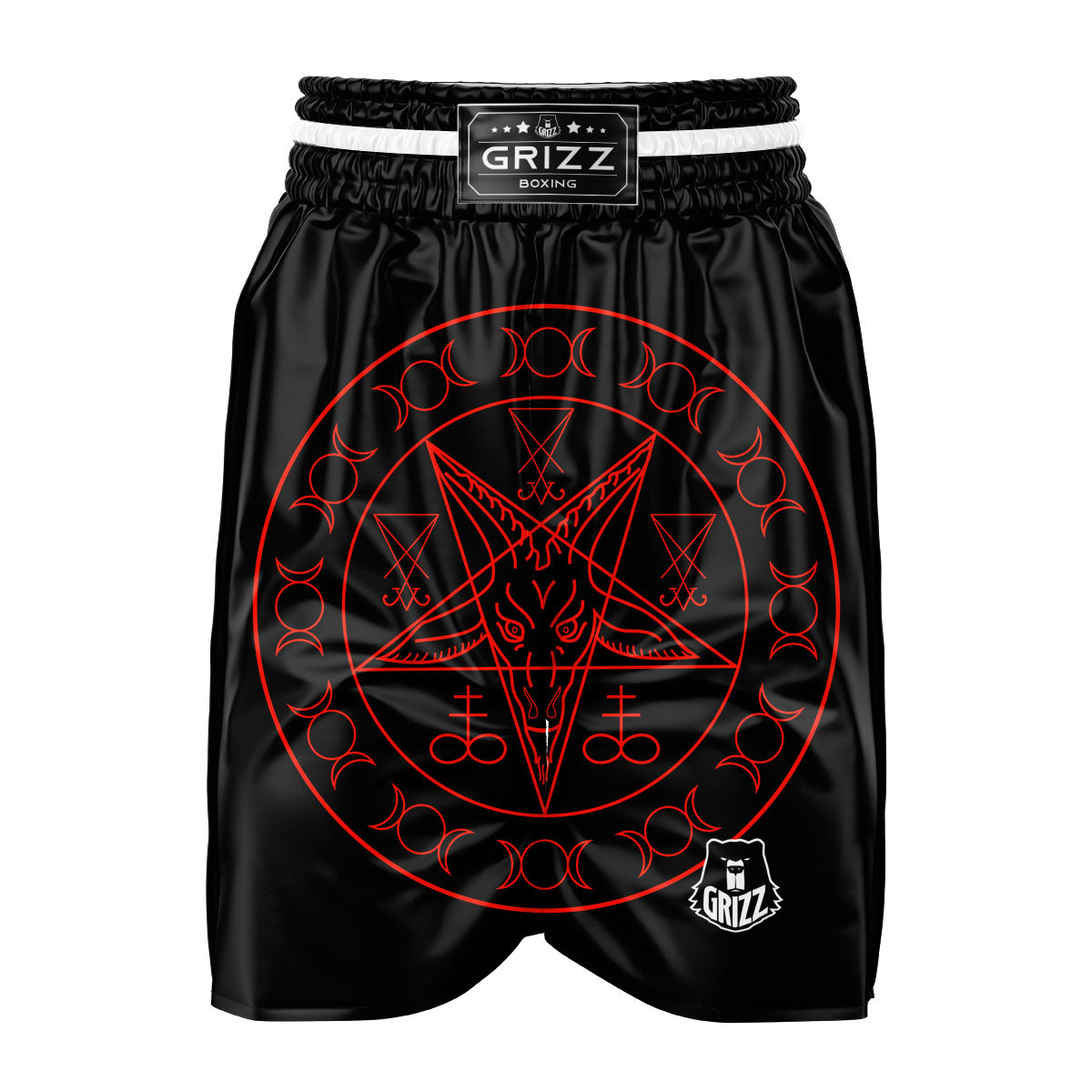 Pentagram Symbol Red Satanic Print Boxing Shorts-grizzshop