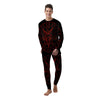 Pentagram Symbol Red Satanic Print Men's Pajamas-grizzshop