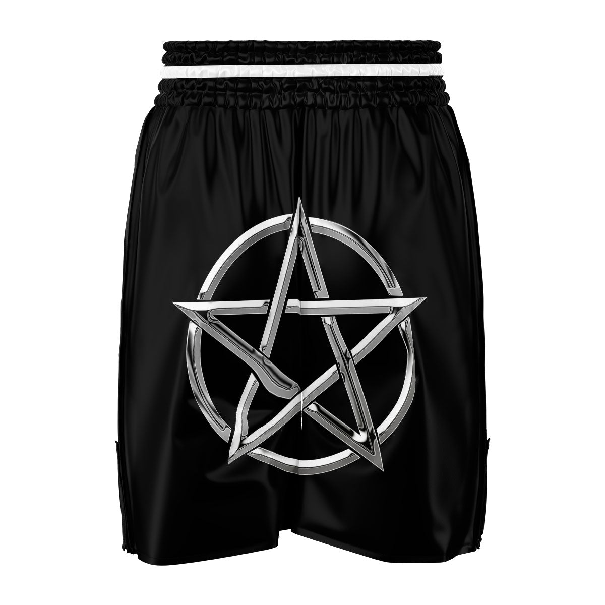 Pentagram Symbol White And Black Print Boxing Shorts-grizzshop