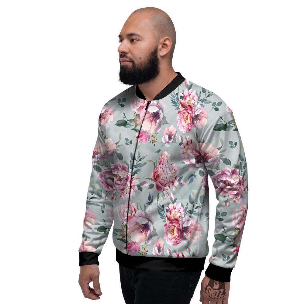 Peony Floral Pink Vintage Print Pattern Men's Bomber Jacket-grizzshop