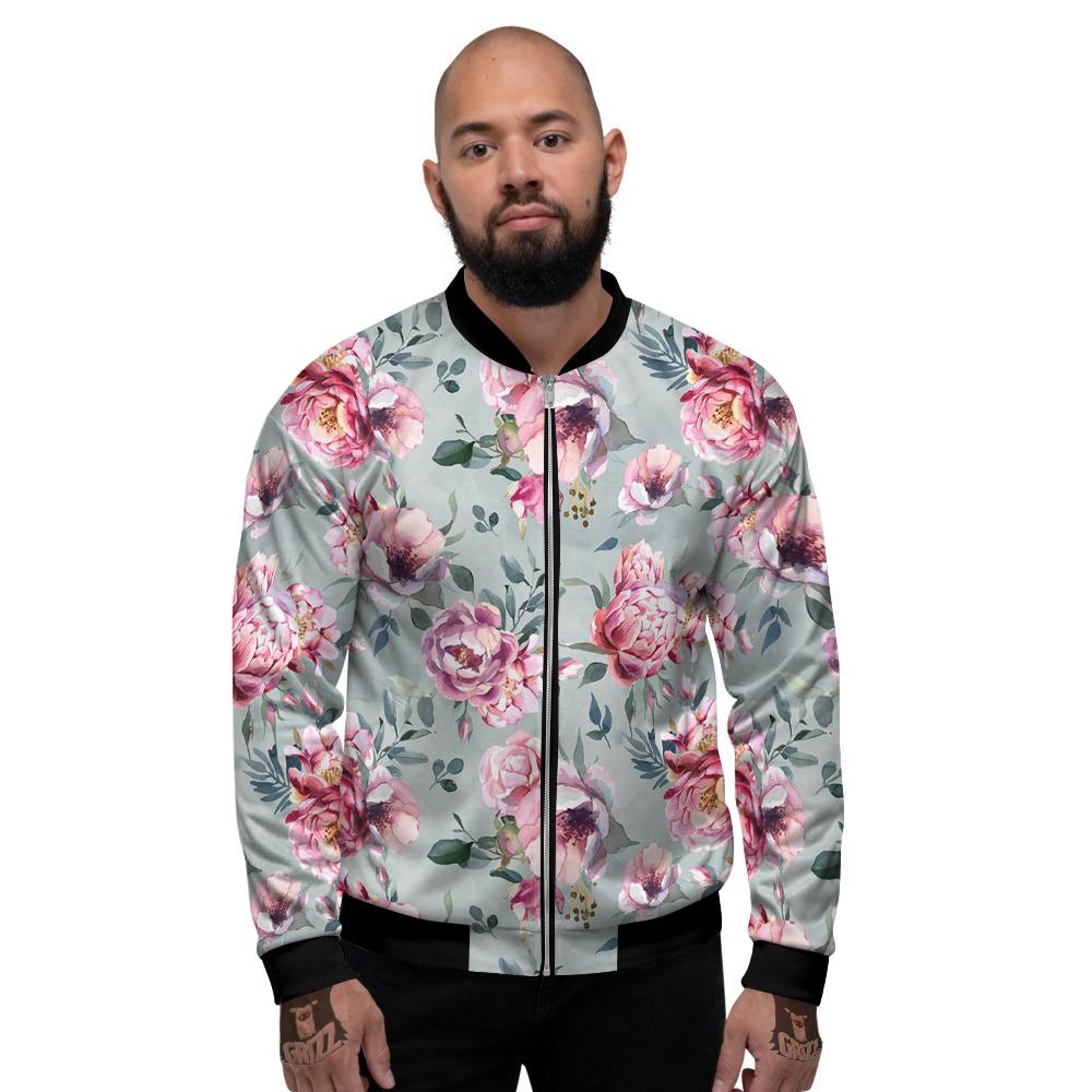 Peony Floral Pink Vintage Print Pattern Men's Bomber Jacket-grizzshop