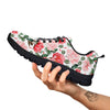 Peony Pink Print Pattern Black Sneaker-grizzshop