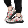 Peony Pink Print Pattern Black Sneaker-grizzshop