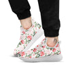 Peony Pink Print Pattern White Athletic Shoes-grizzshop