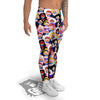 People And Rainbow Face Masks Print Pattern Men's Leggings-grizzshop