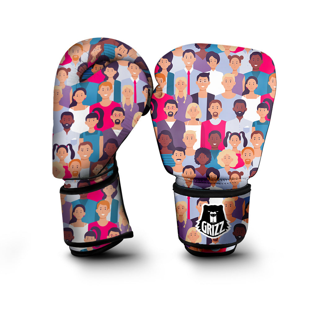 People Smile Colorful Print Pattern Boxing Gloves-grizzshop