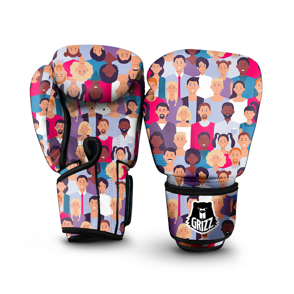 People Smile Colorful Print Pattern Boxing Gloves-grizzshop