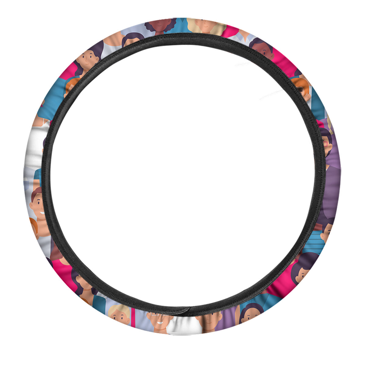 People Smile Colorful Print Pattern Car Steering Wheel Cover-grizzshop