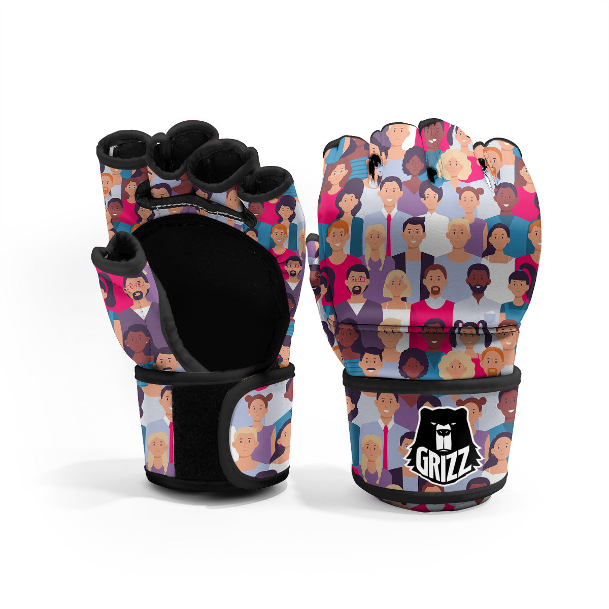 People Smile Colorful Print Pattern MMA Gloves-grizzshop