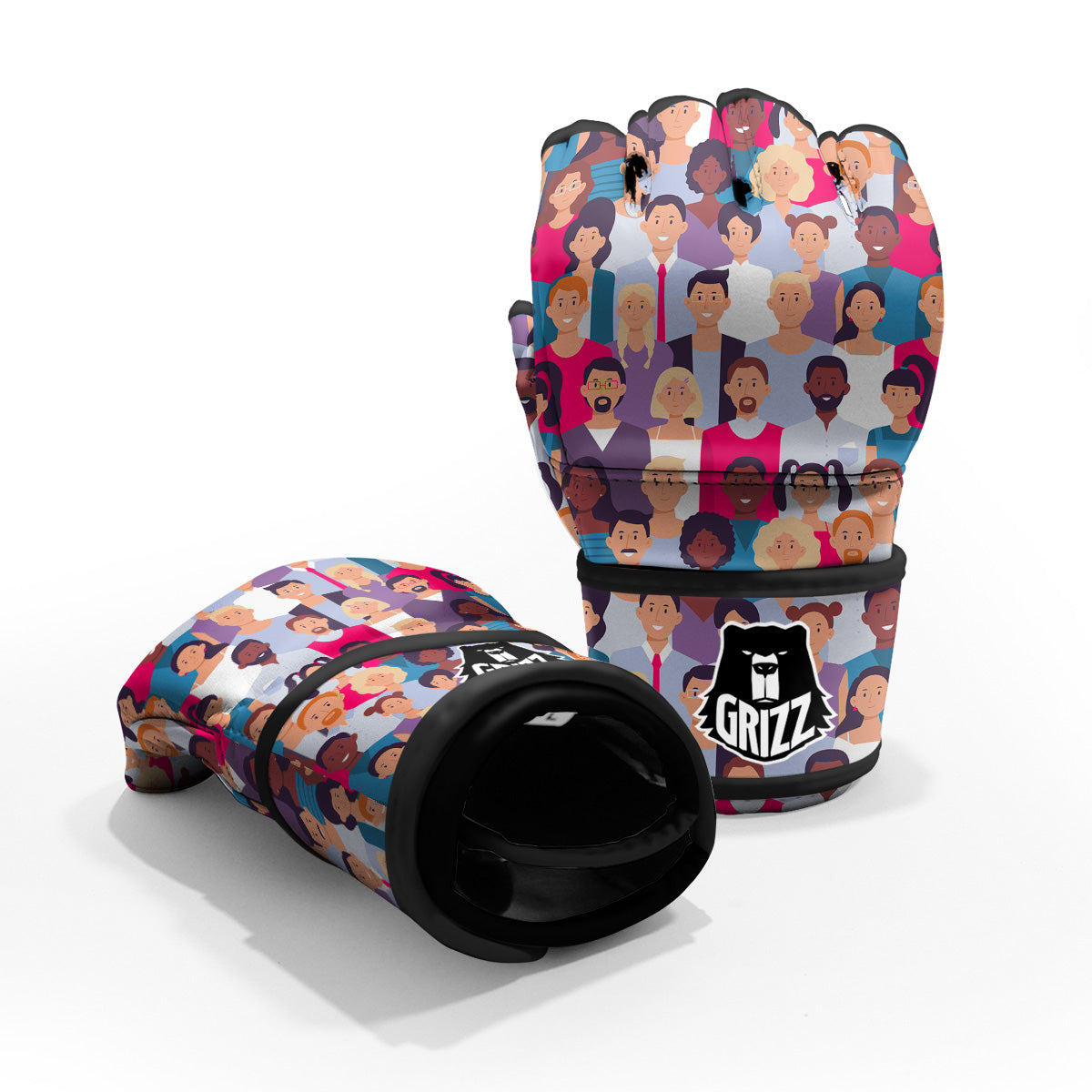 People Smile Colorful Print Pattern MMA Gloves-grizzshop