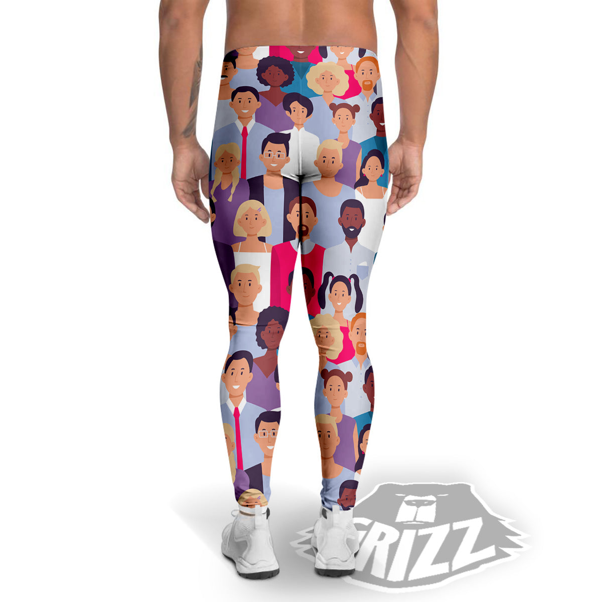 People Smile Colorful Print Pattern Men's Leggings-grizzshop