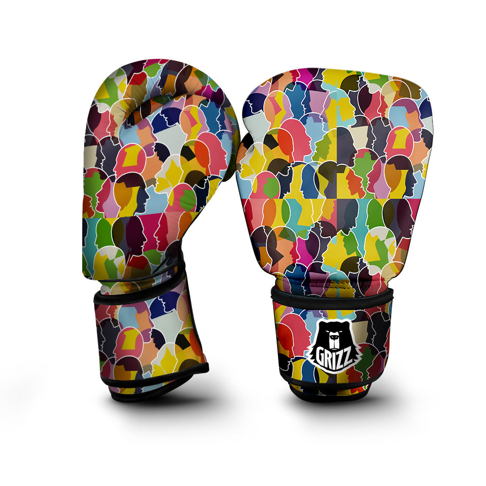 People Talking Colorful Print Pattern Boxing Gloves-grizzshop