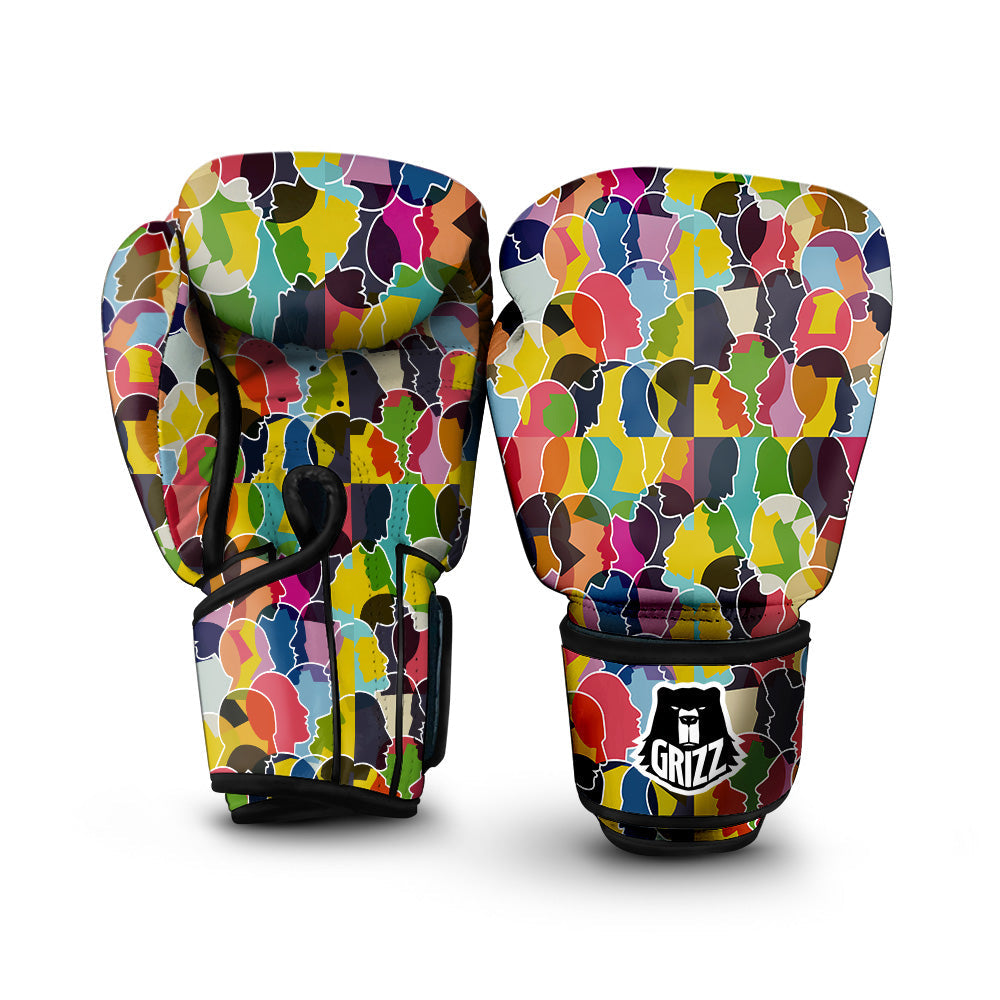 People Talking Colorful Print Pattern Boxing Gloves-grizzshop