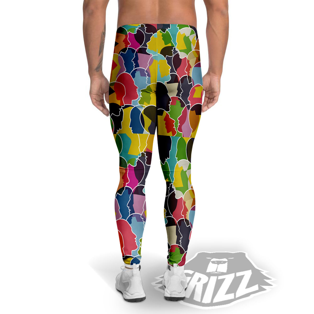People Talking Colorful Print Pattern Men's Leggings-grizzshop