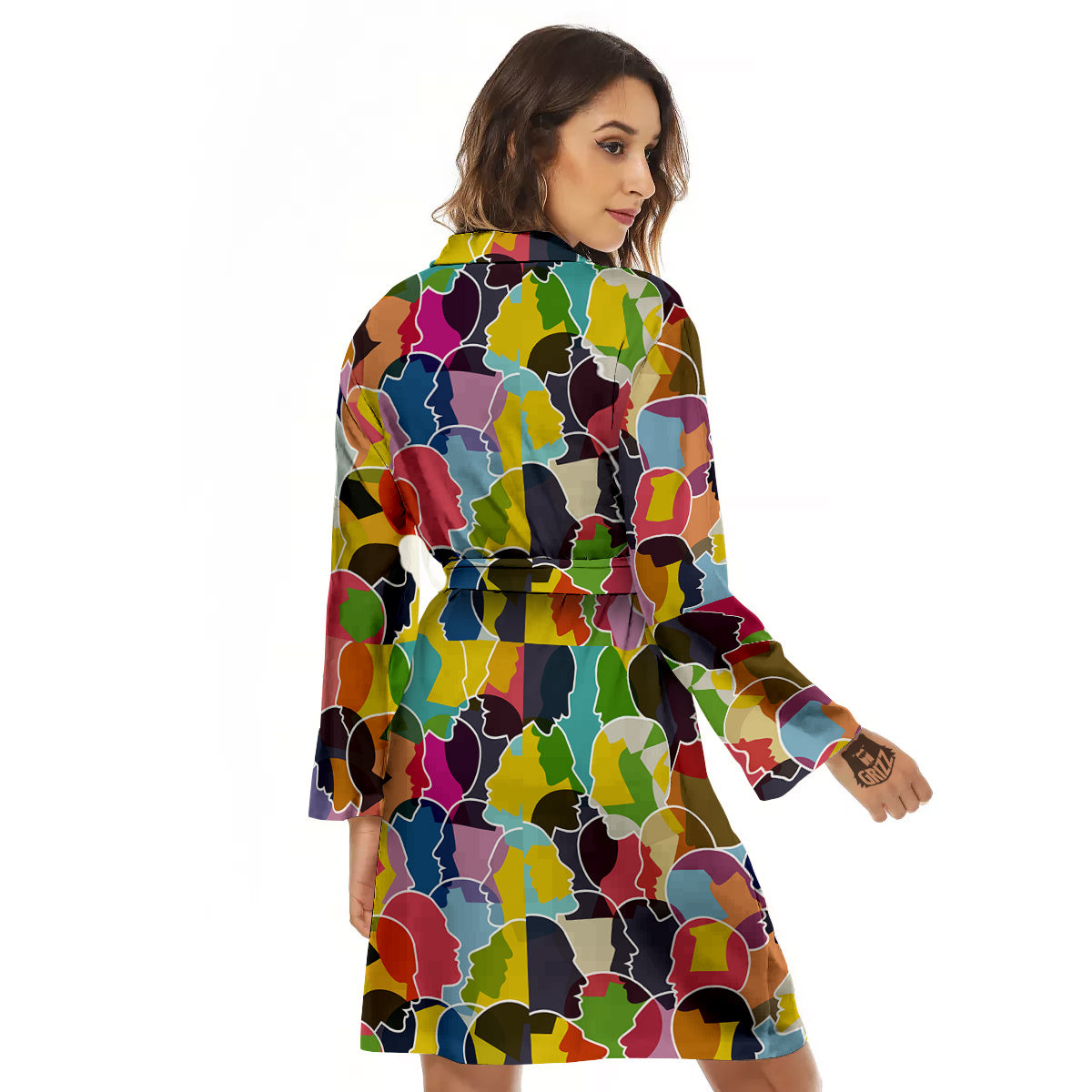 People Talking Colorful Print Pattern Women's Robe-grizzshop