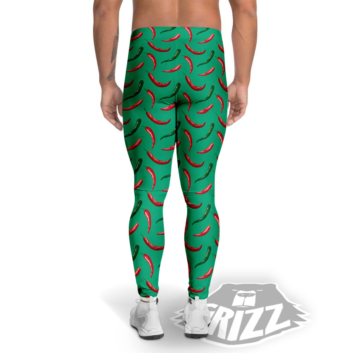 Peppers Chili Green Print Pattern Men's Leggings-grizzshop