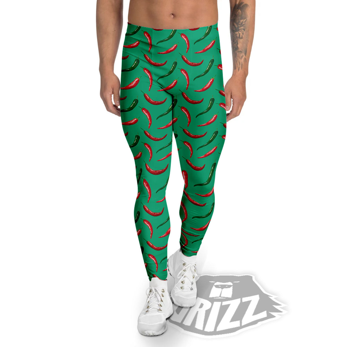 Peppers Chili Green Print Pattern Men's Leggings-grizzshop