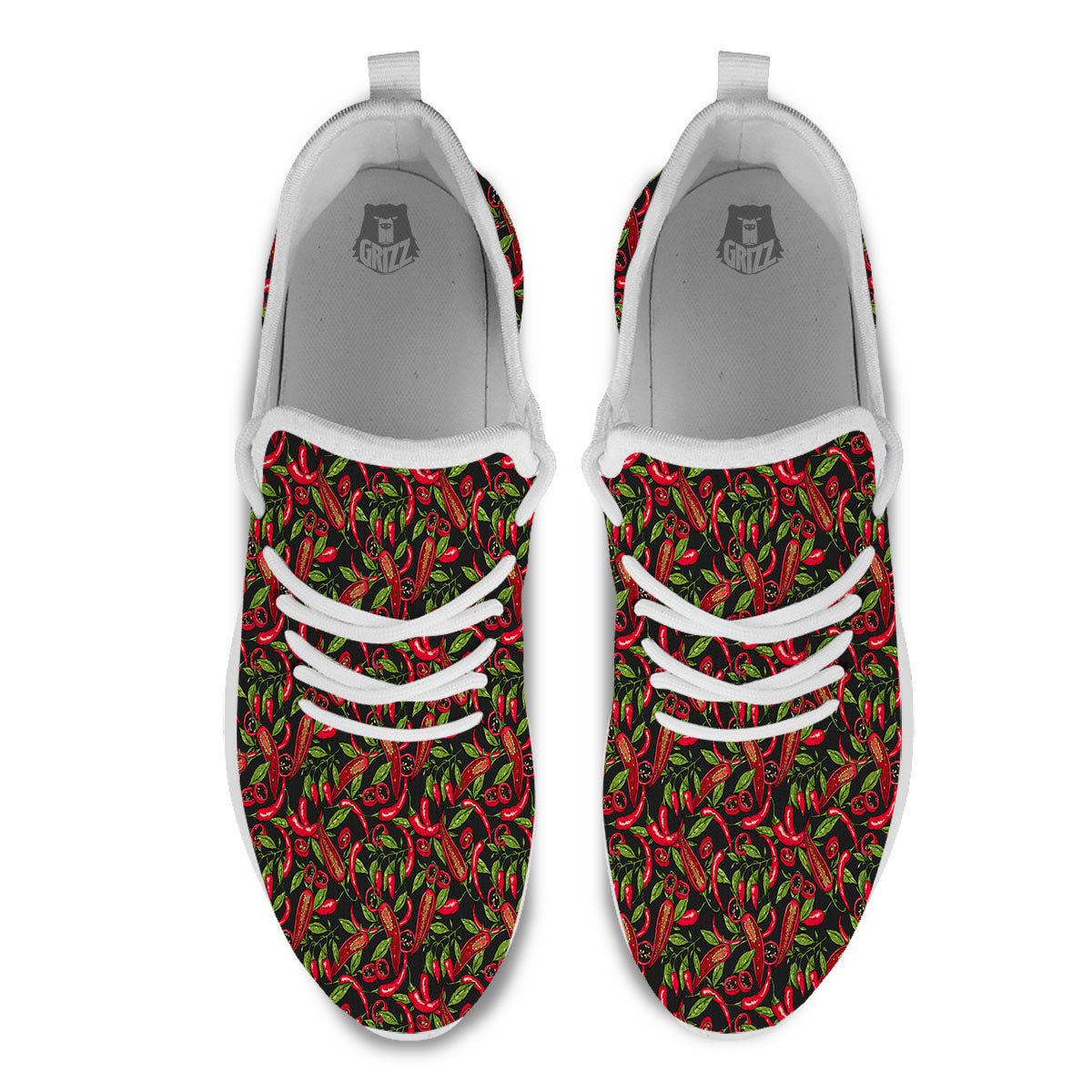 Peppers Hot Chili Print Pattern White Athletic Shoes-grizzshop