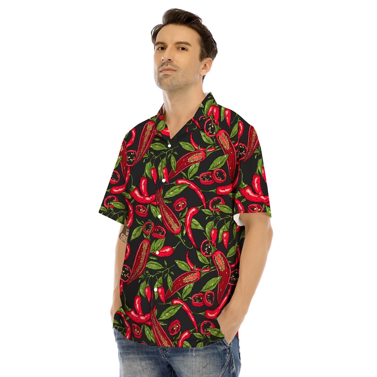 Peppers Red Chili Print Pattern Men's Hawaiian Shirt-grizzshop