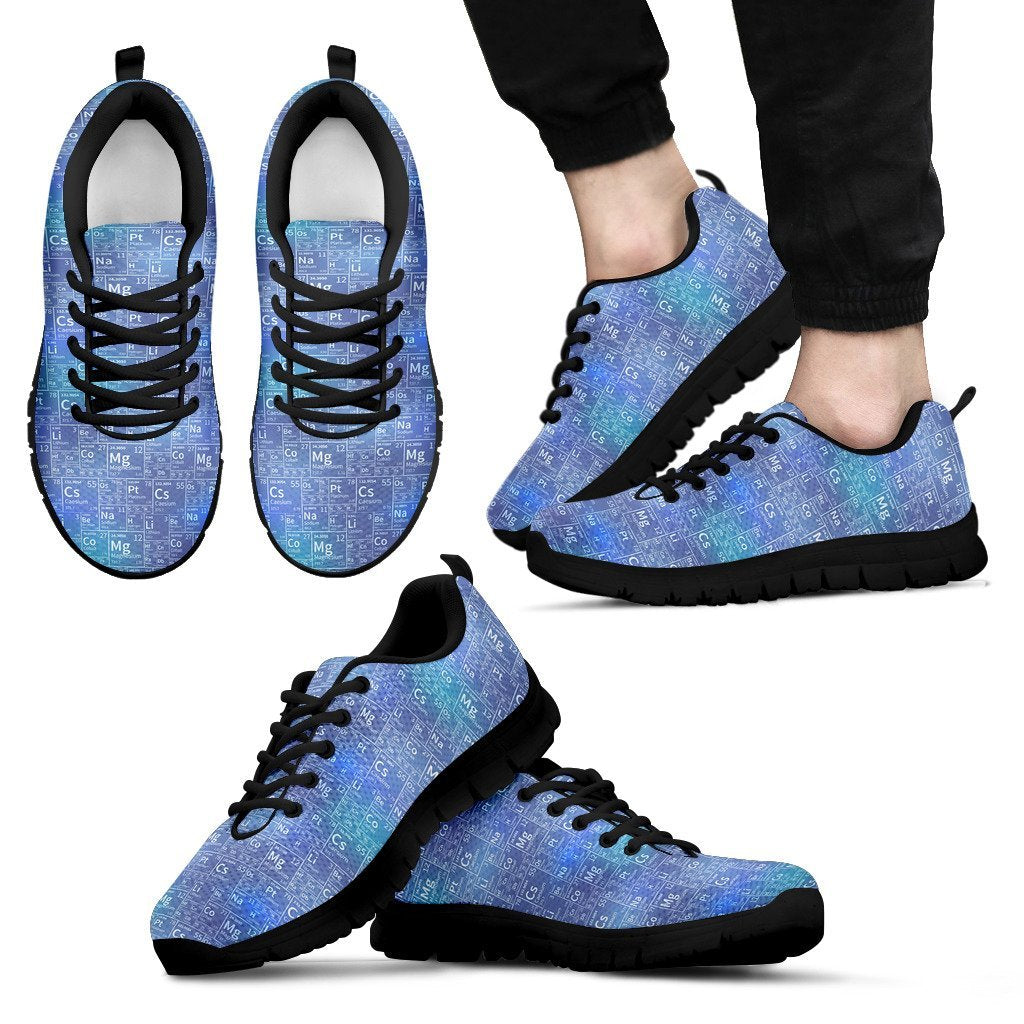 Periodic Table Science Pattern Print Black Sneaker Shoes For Men Women-grizzshop