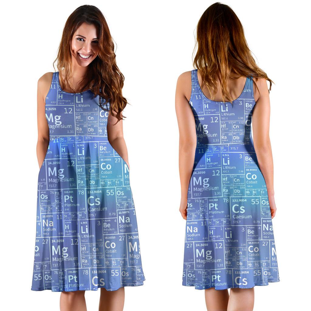 Periodic Table Science Pattern Print Dress-grizzshop