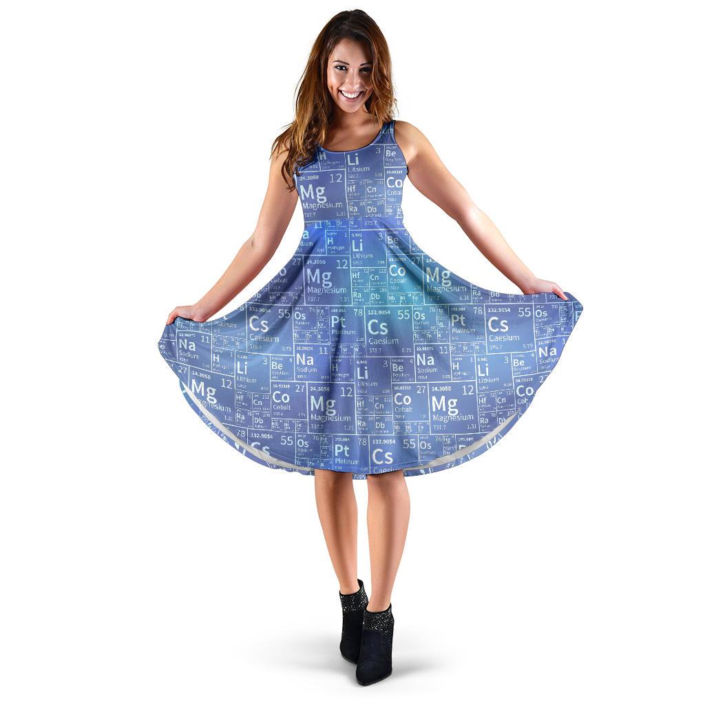 Periodic Table Science Pattern Print Dress-grizzshop