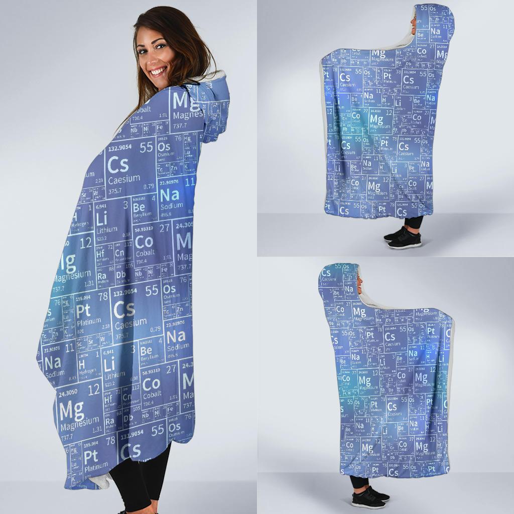 Periodic Table Science Pattern Print Hooded Blanket-grizzshop