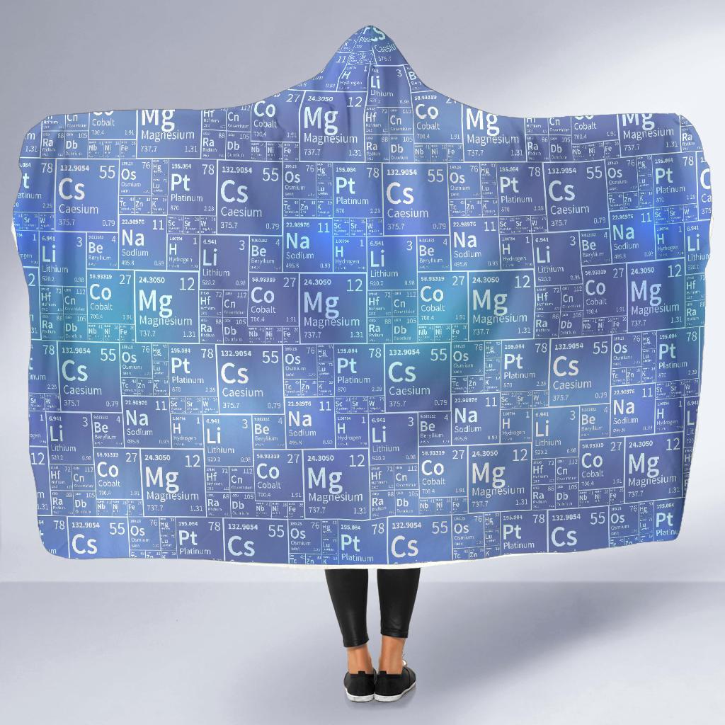 Periodic Table Science Pattern Print Hooded Blanket-grizzshop