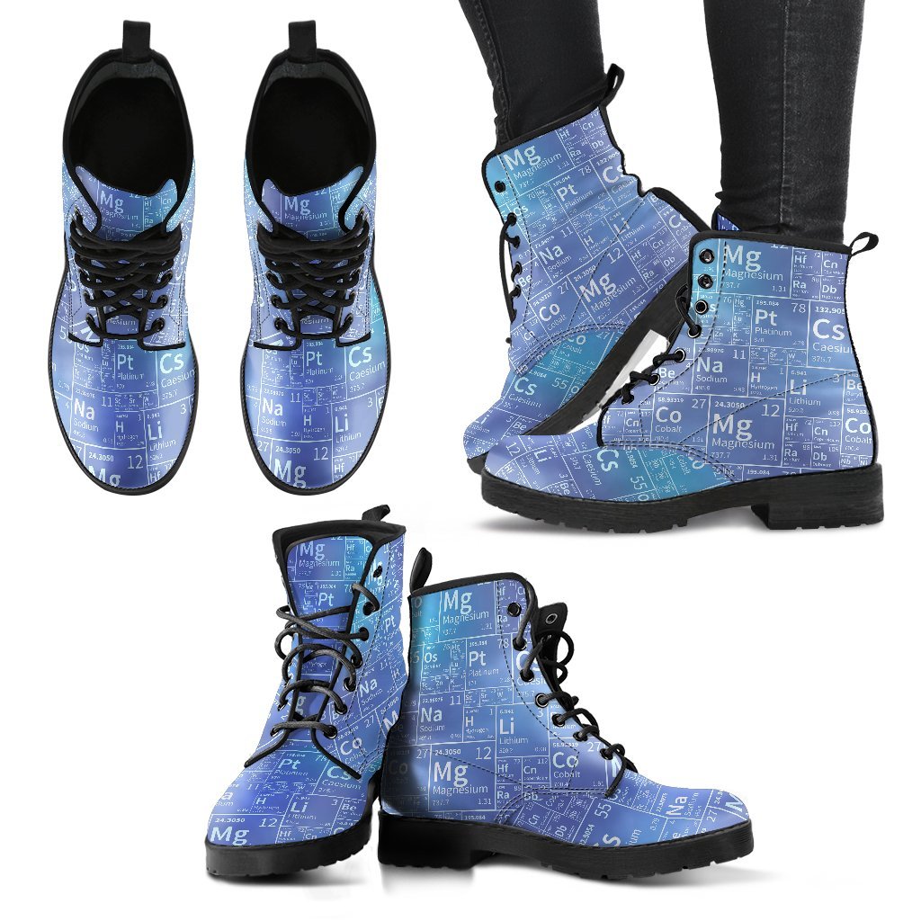 Periodic Table Science Pattern Print Men Women Leather Boots-grizzshop