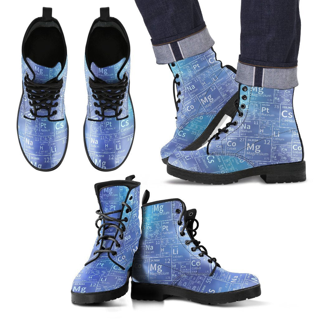 Periodic Table Science Pattern Print Men Women Leather Boots-grizzshop