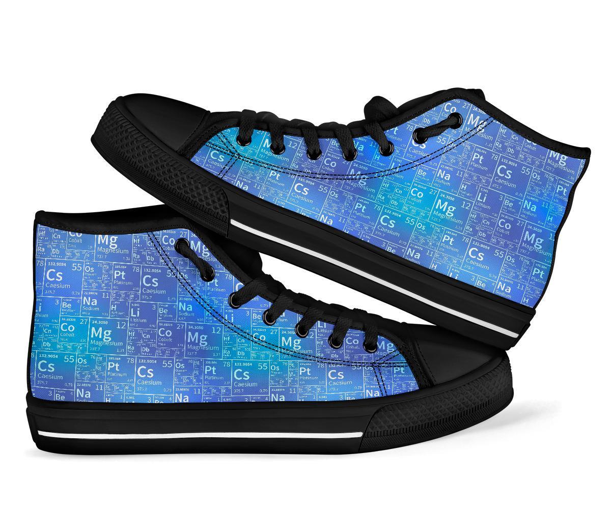 Periodic Table Science Pattern Print Men Women's High Top Shoes-grizzshop