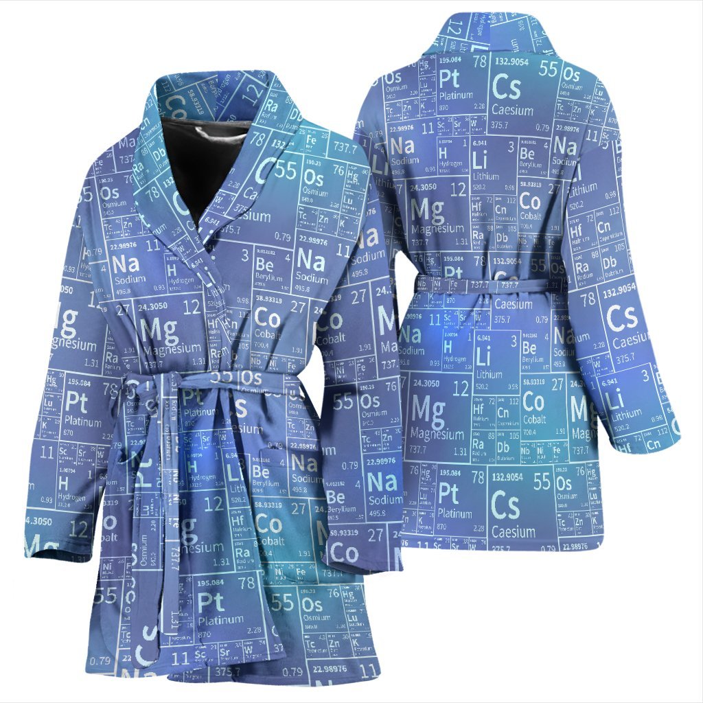 Periodic Table Science Pattern Print Women Long Robe-grizzshop