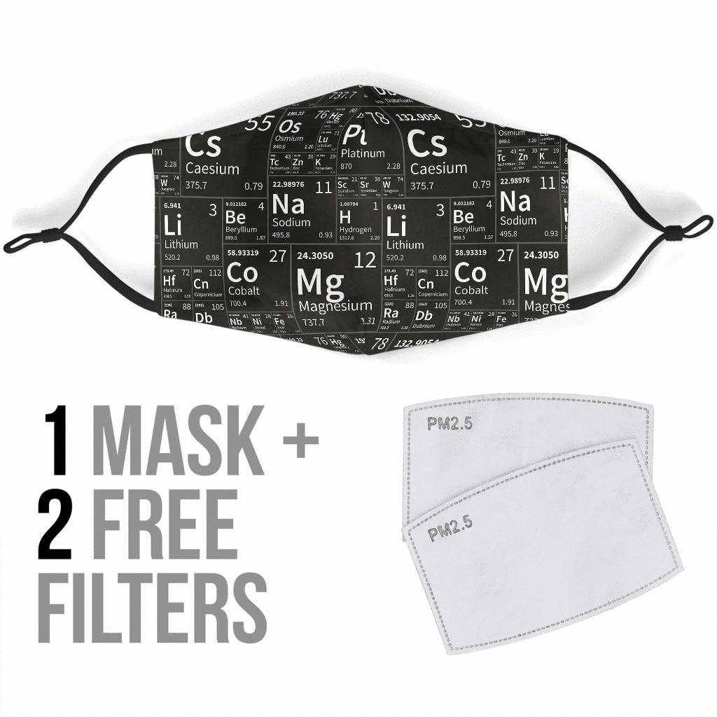 Periodic Table Science Print Pattern Face Mask-grizzshop