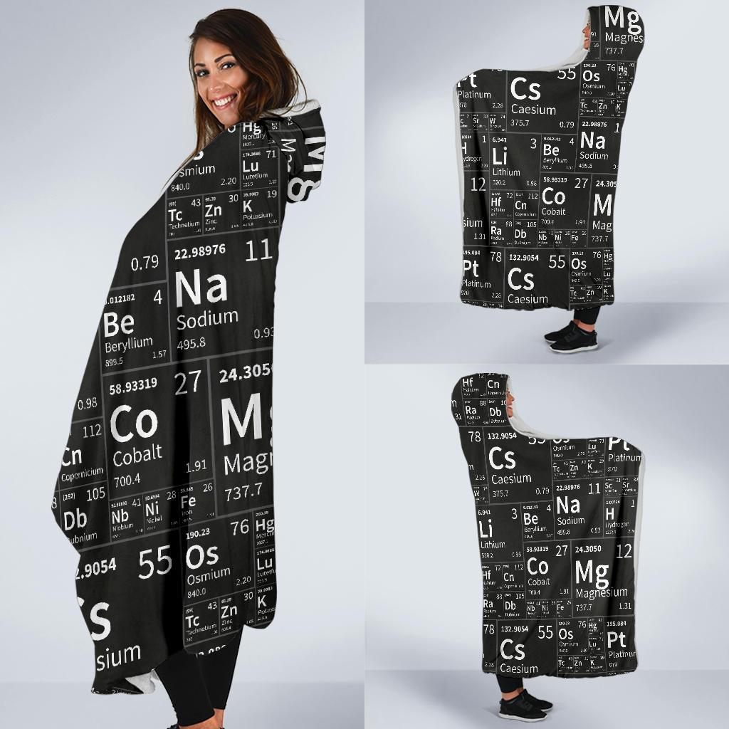 Periodic Table Science Print Pattern Hooded Blanket-grizzshop