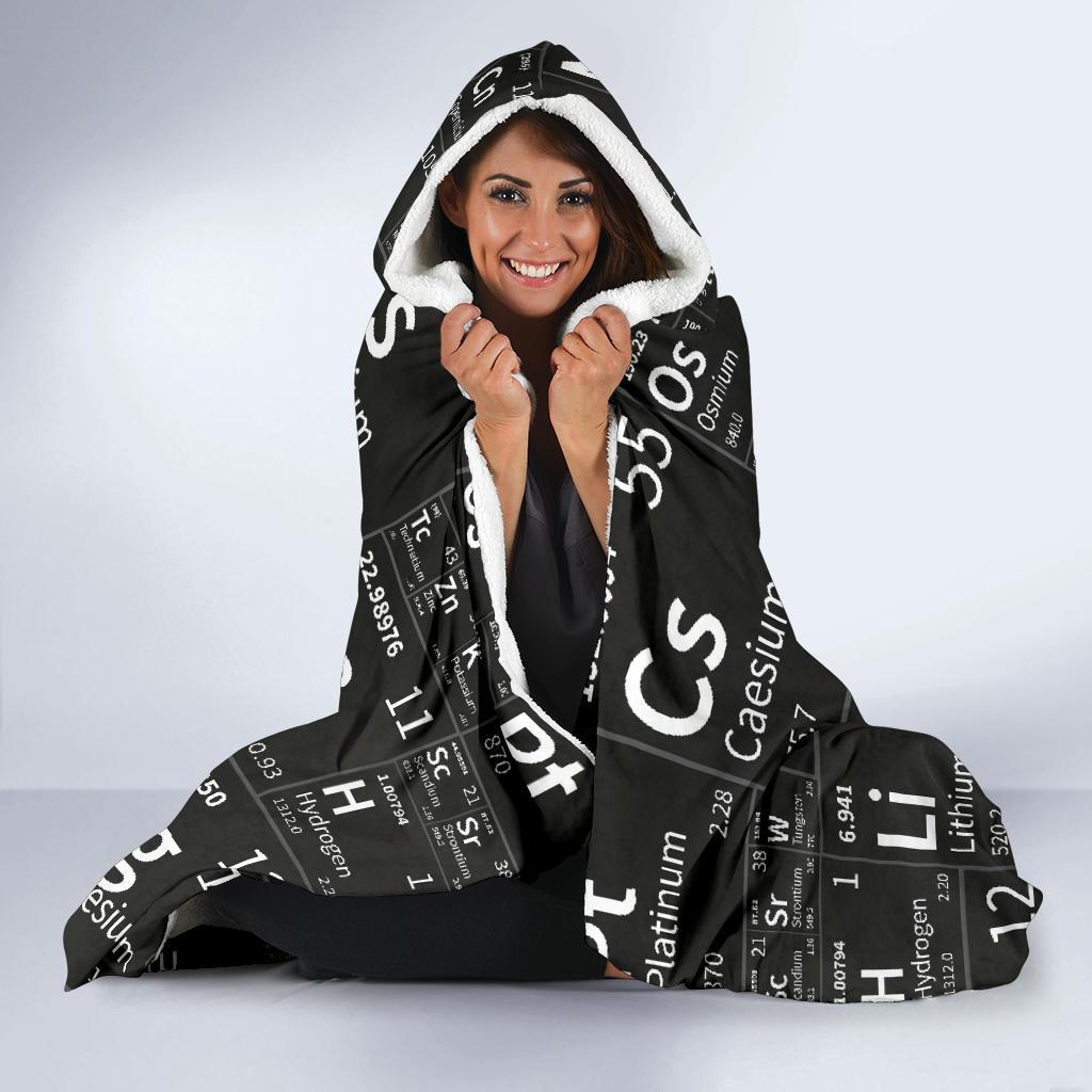 Periodic Table Science Print Pattern Hooded Blanket-grizzshop