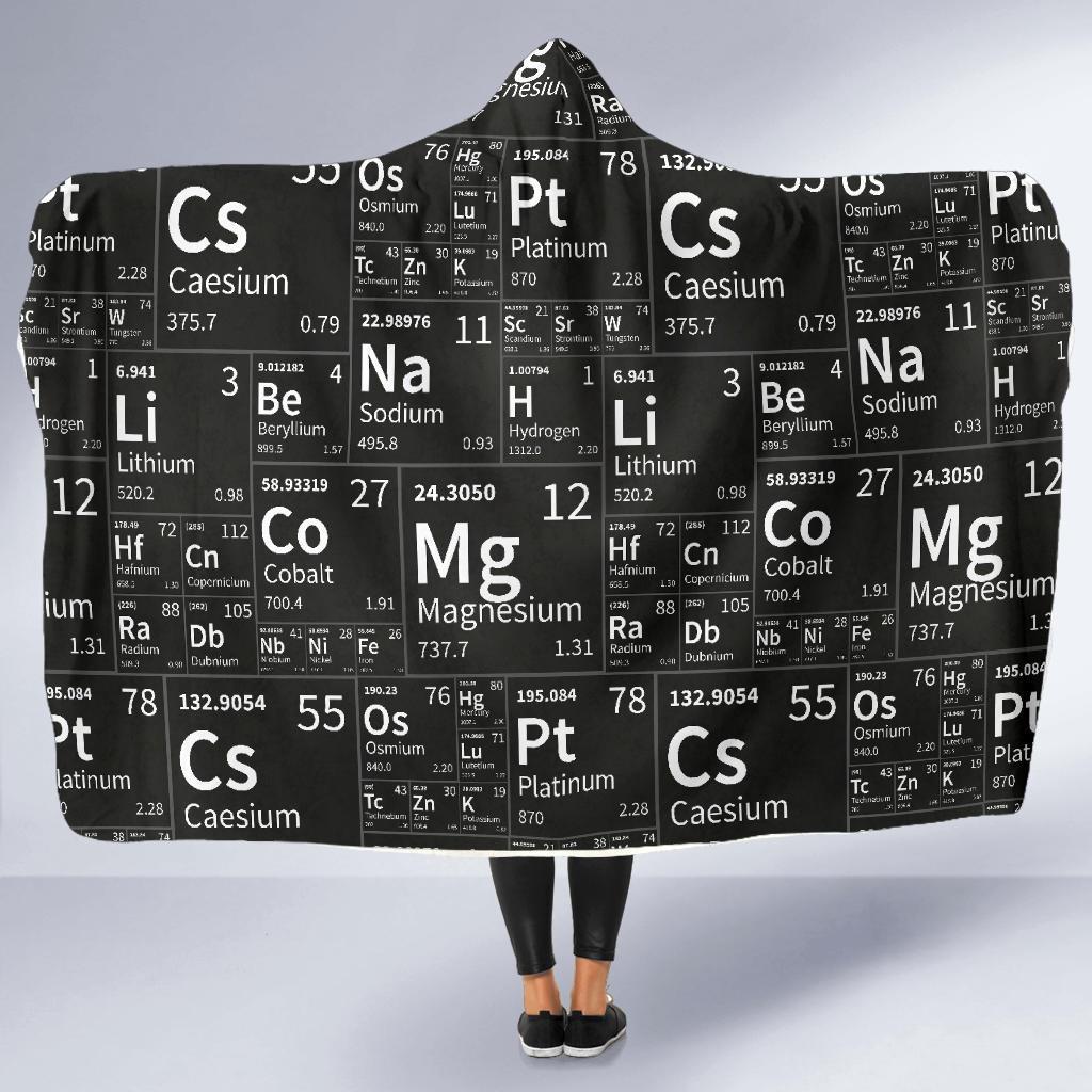 Periodic Table Science Print Pattern Hooded Blanket-grizzshop