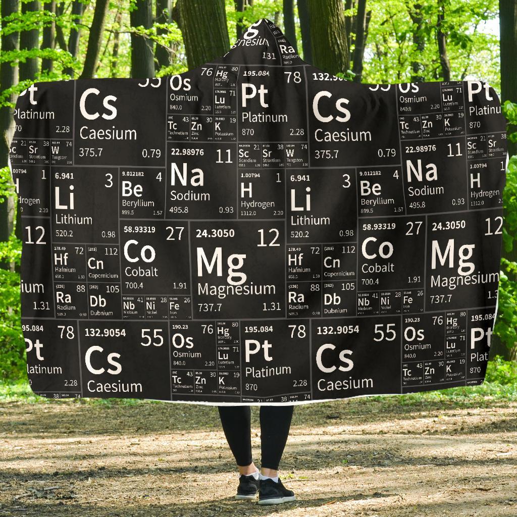 Periodic Table Science Print Pattern Hooded Blanket-grizzshop