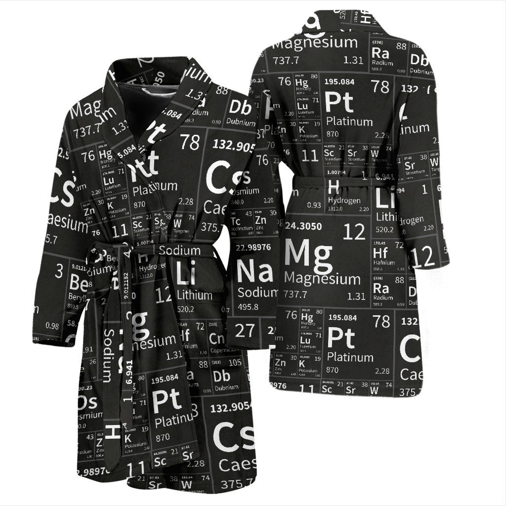 Periodic Table Science Print Pattern Men Long Robe-grizzshop