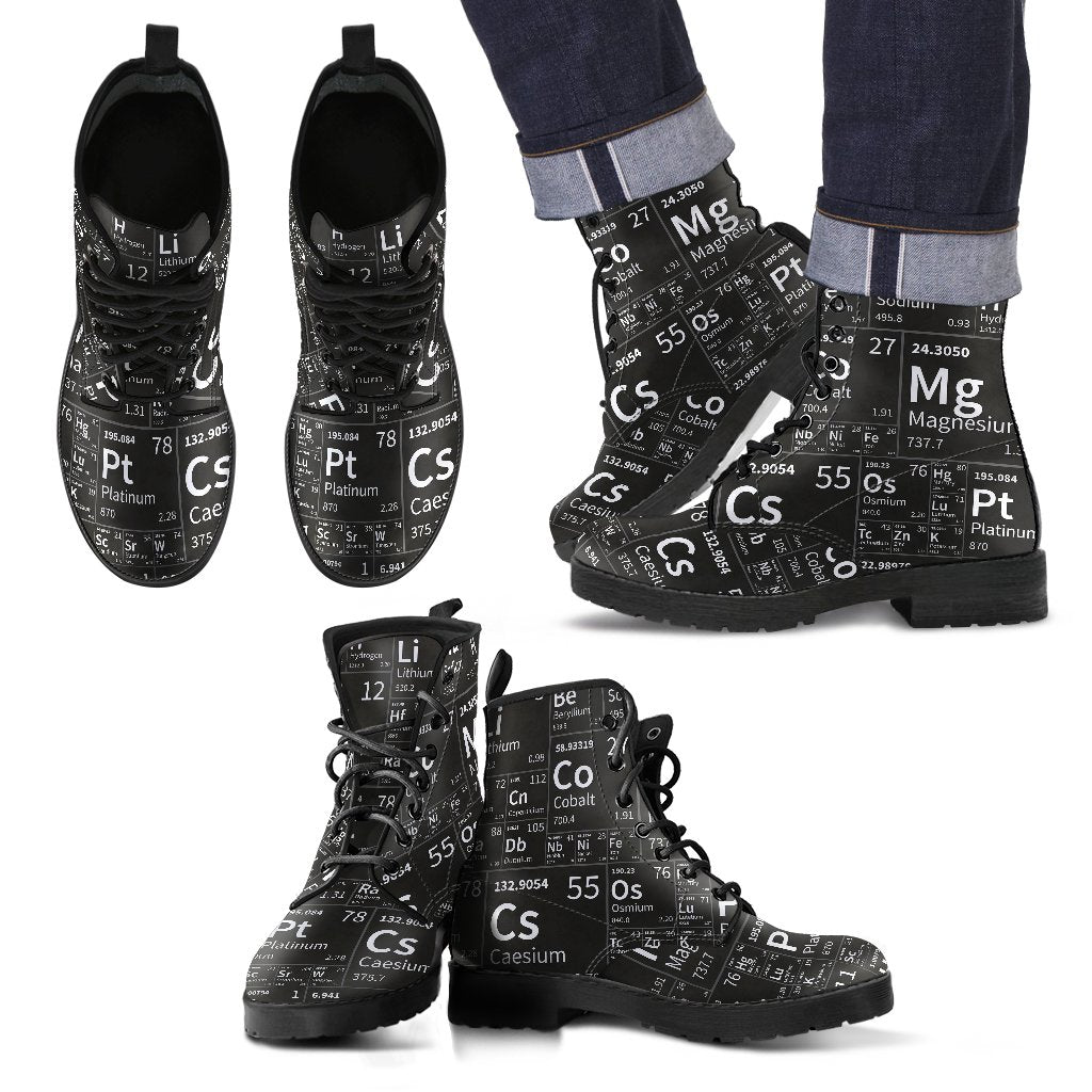 Periodic Table Science Print Pattern Men Women Leather Boots-grizzshop